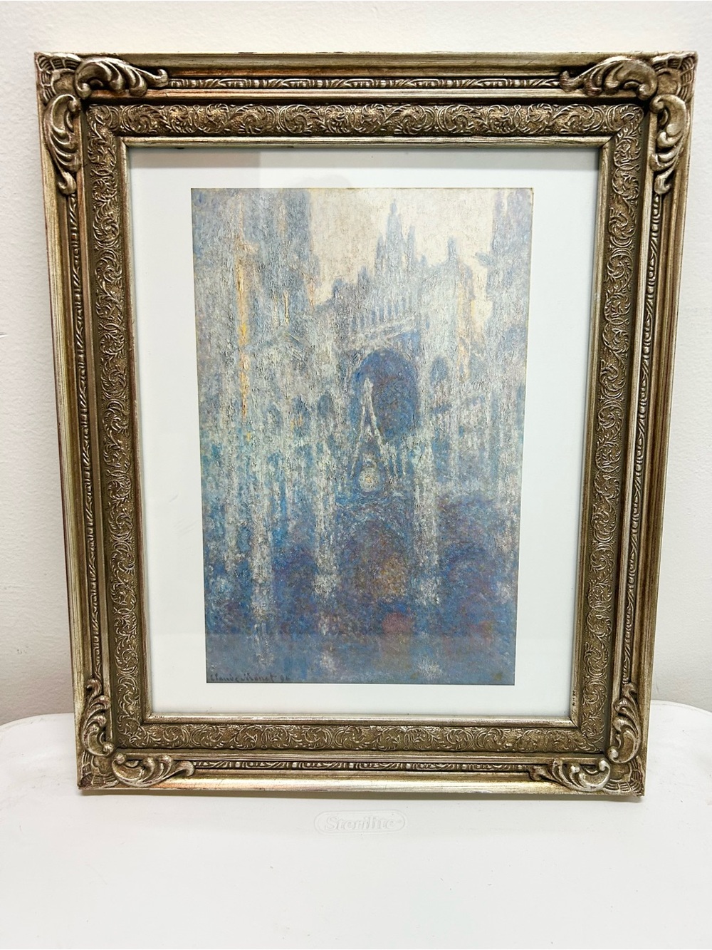 Claude Monet Print purple blue cream in ornate frame